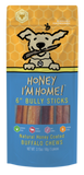 Honey I'm Home! 6" Bully Sticks Natural Honey Coated Buffalo Chews