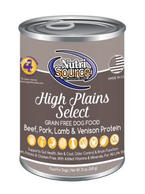 NutriSource High Plains Select Grain Free Dog Food Can 13 oz.