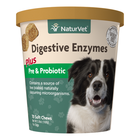 NaturVet Digestive Enzymes Soft Chew with Prebiotics & Probiotics