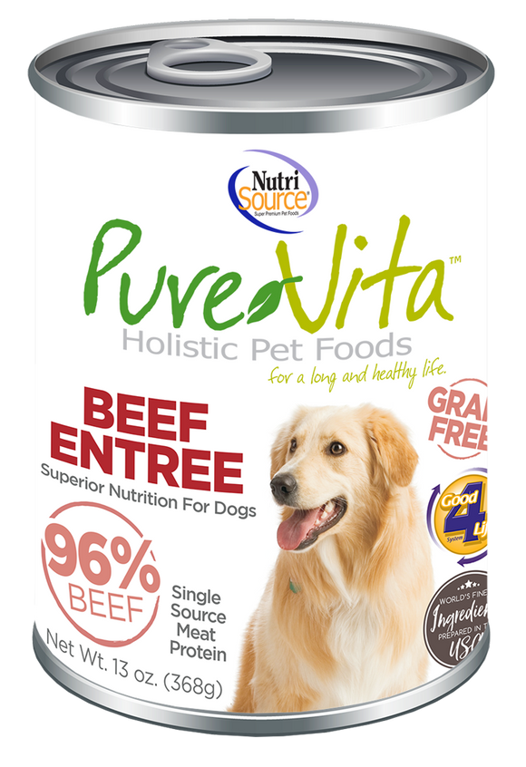 NutriSource PureVita Grain Free Real Beef Entree Canned Dog Food